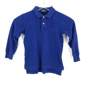 Ralph Lauren Polo Shirt Kids Boys 5 Blue Long Sleeve Pullover Collared Red Pony